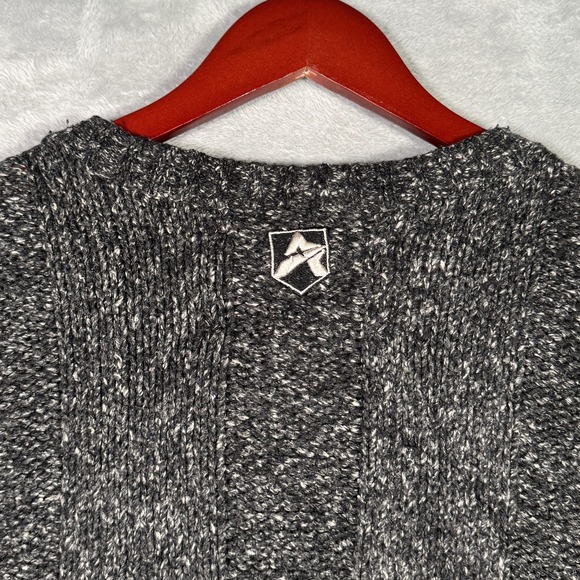 Vintage Avirex Sweater Mens Large Gray Marled Cable Knit Varsity Spell Out 90s - Picture 9 of 10
